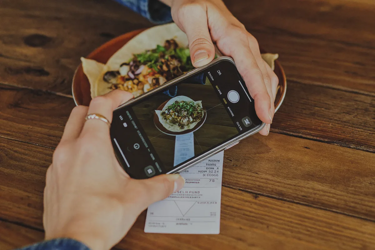 Cliente tomando foto de su ticket con el celular